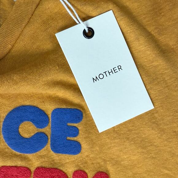 Mother Be Nice You Jerk Yellow Linen Sinful Tee Shirt T-Shirt size S NEW Tags - Picture 6 of 7